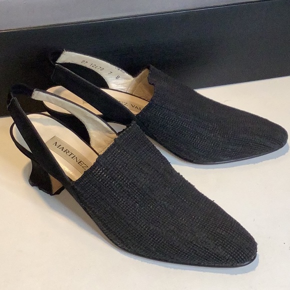 Martinez Valero Woven Black Slingback Size 7 - Picture 7 of 11